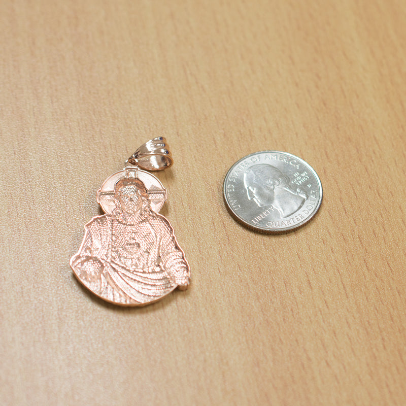 Gold Jesus Christ Sacred Heart Pendant (10K, 14K, yellow, white, rose gold) Karma Blingz