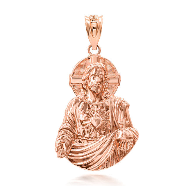 Gold Jesus Christ Sacred Heart Pendant (10K, 14K, yellow, white, rose gold) Karma Blingz