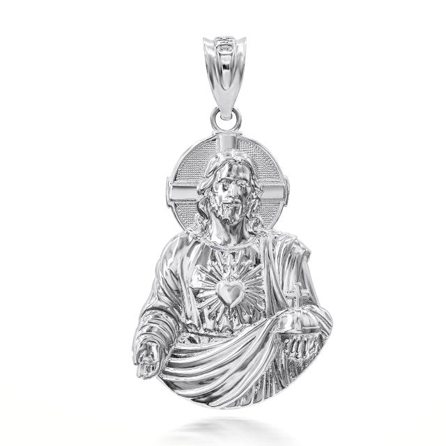 Gold Jesus Christ Sacred Heart Pendant (10K, 14K, yellow, white, rose gold) Karma Blingz