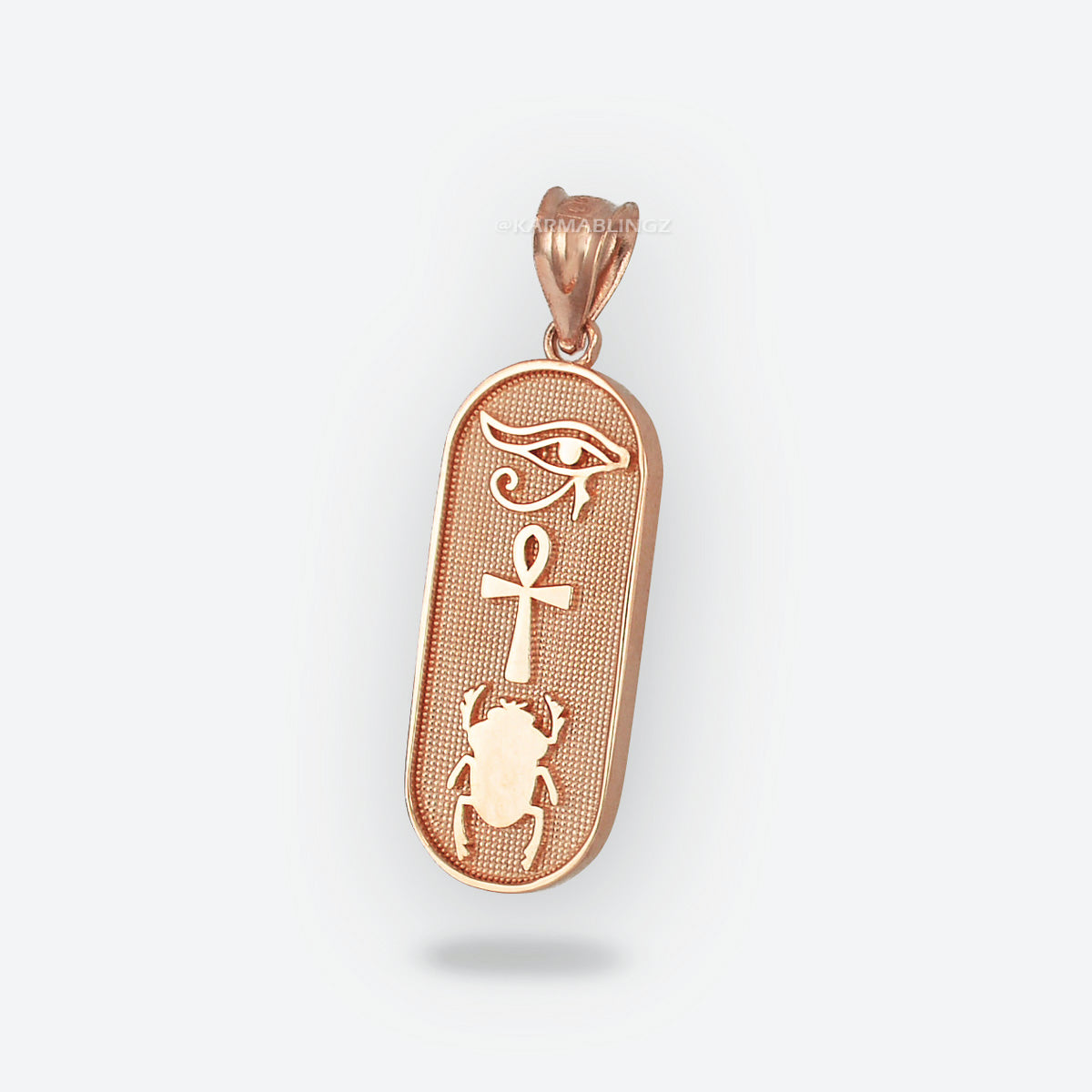 Gold Egyptian Symbols Eye of Horus, Ankh and Scarab Beetle Amulet Pendant Necklace Karma Blingz