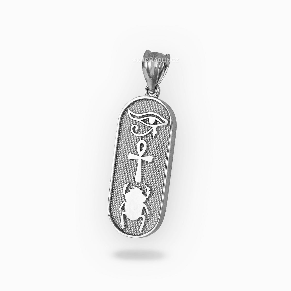Sterling Silver Egyptian Symbols Eye of Horus, Ankh and Scarab Beetle Amulet Pendant Necklace Karma Blingz