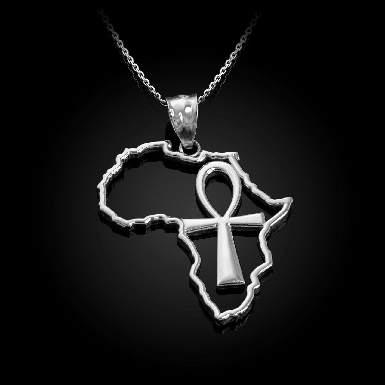 Polished Gold Africa Map Egyptian Ankh Openwork Pendant Necklace Karma Blingz