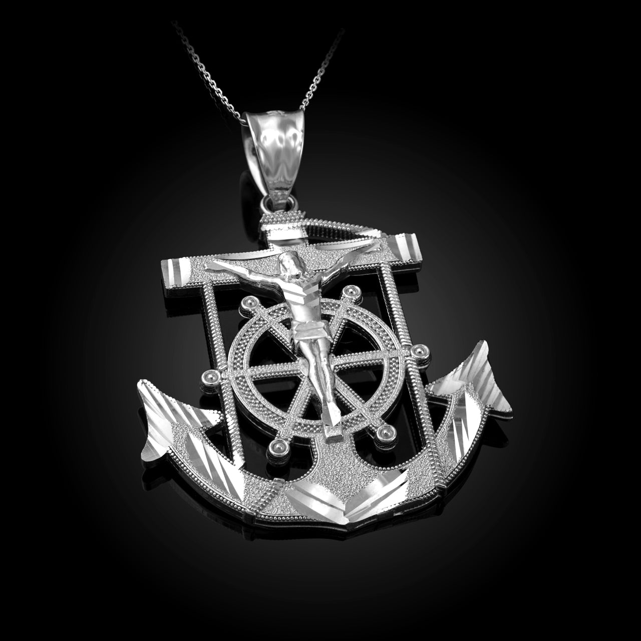 Gold Jesus Crucifix Mariner Anchor Pendant Necklace Karma Blingz