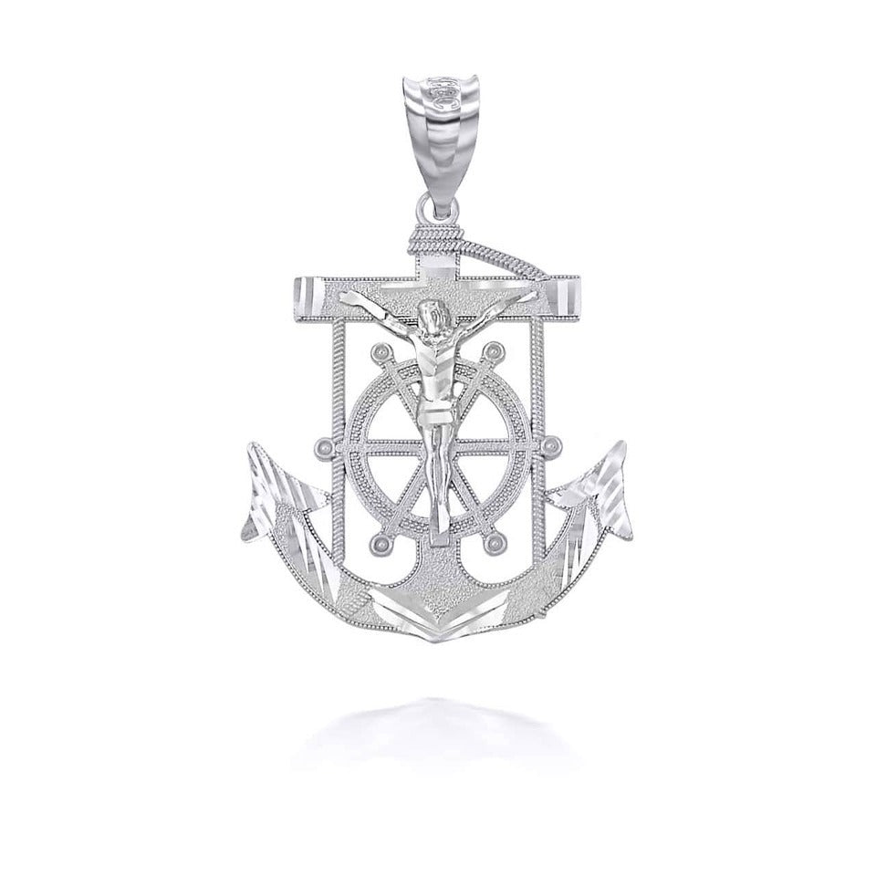 Gold Jesus Crucifix Mariner Anchor Pendant Necklace Karma Blingz