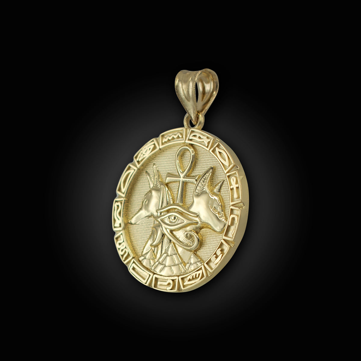 Gold Egyptian God Anubis Guard Dog Horus Ankh Amulet Necklace Karma Blingz