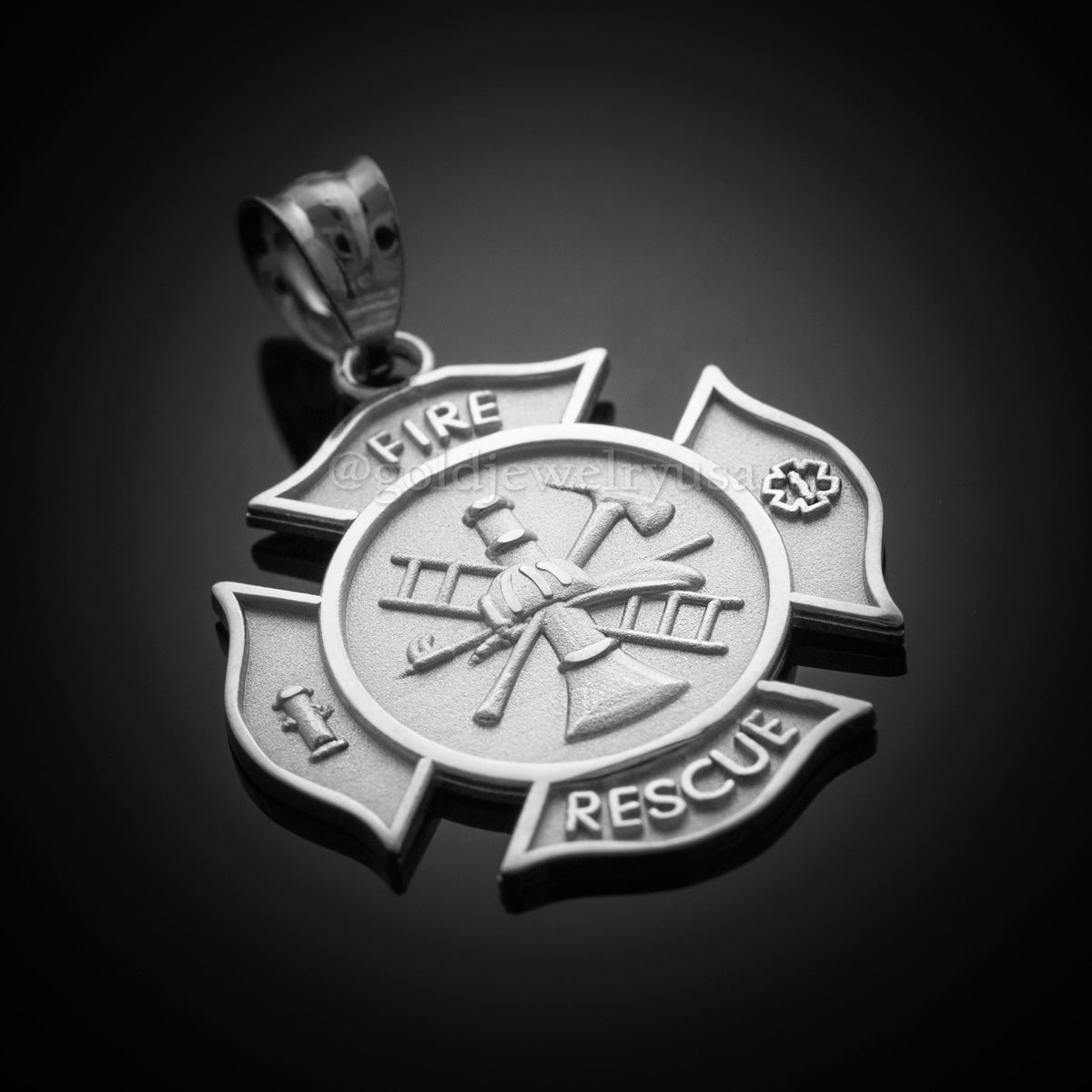 Sterling Silver Firefighter Fire Rescue Maltese Cross Pendant Necklace Karma Blingz