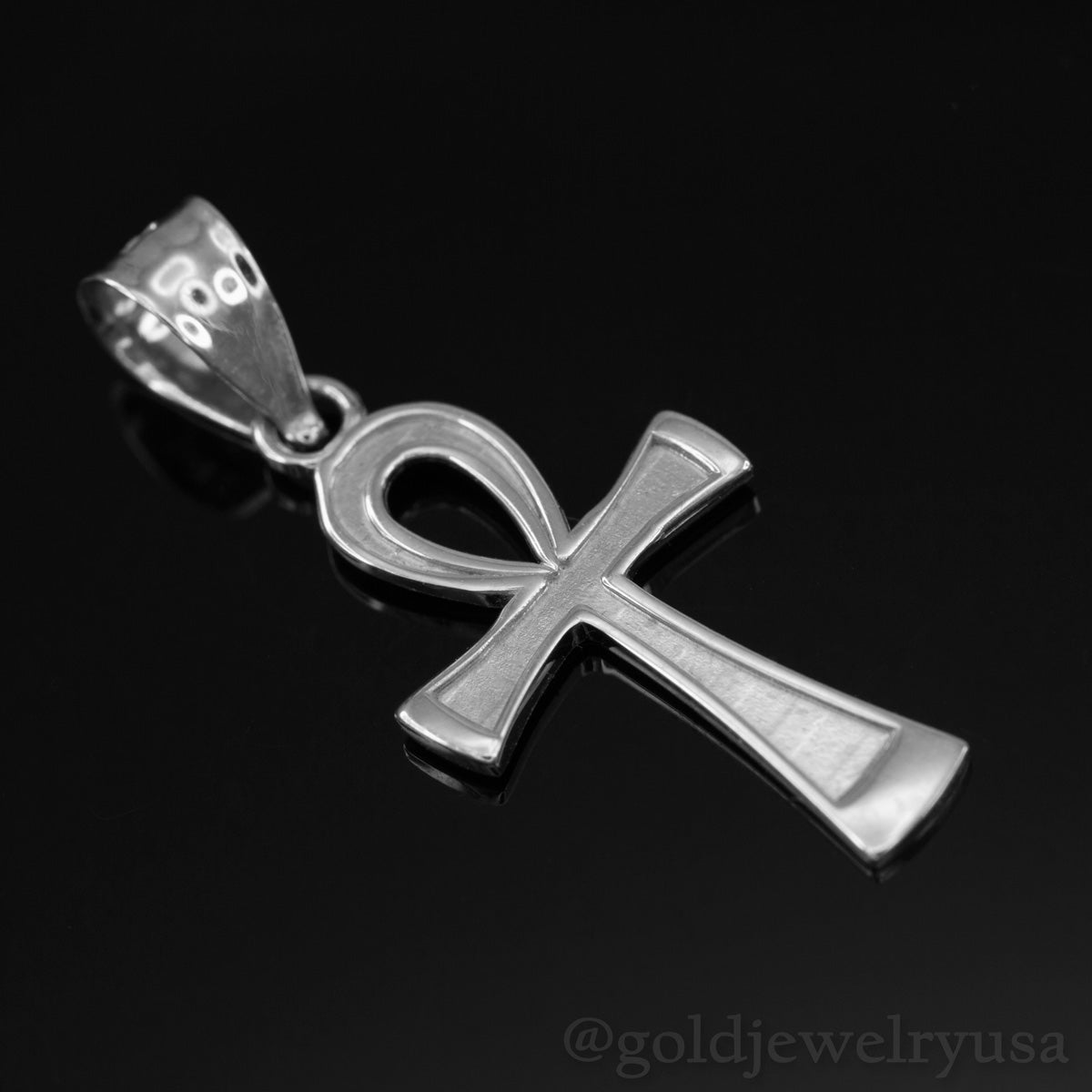 Gold Egyptian Ankh Cross Charm Necklace (10K, 14K, yellow, white, rose gold) Karma Blingz