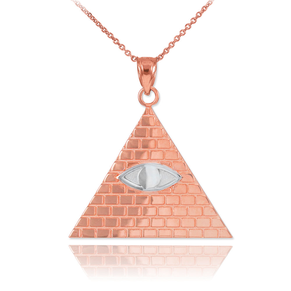 Gold Illuminati All-Seeing-Eye Pendant Necklace (yellow, white, rose gold, 10k, 14k) Karma Blingz