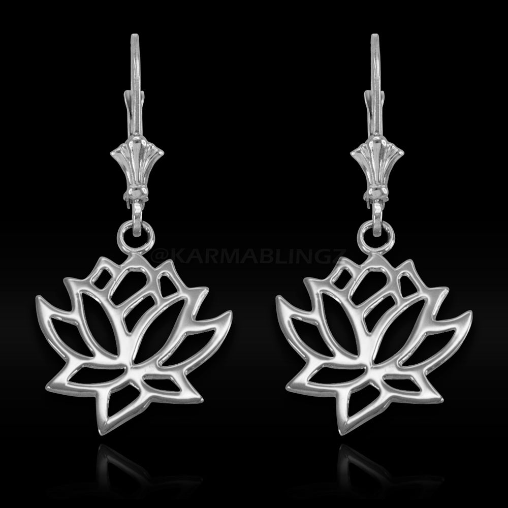 14K Gold Lotus Flower Earrings (yellow, white, rose gold) Karma Blingz