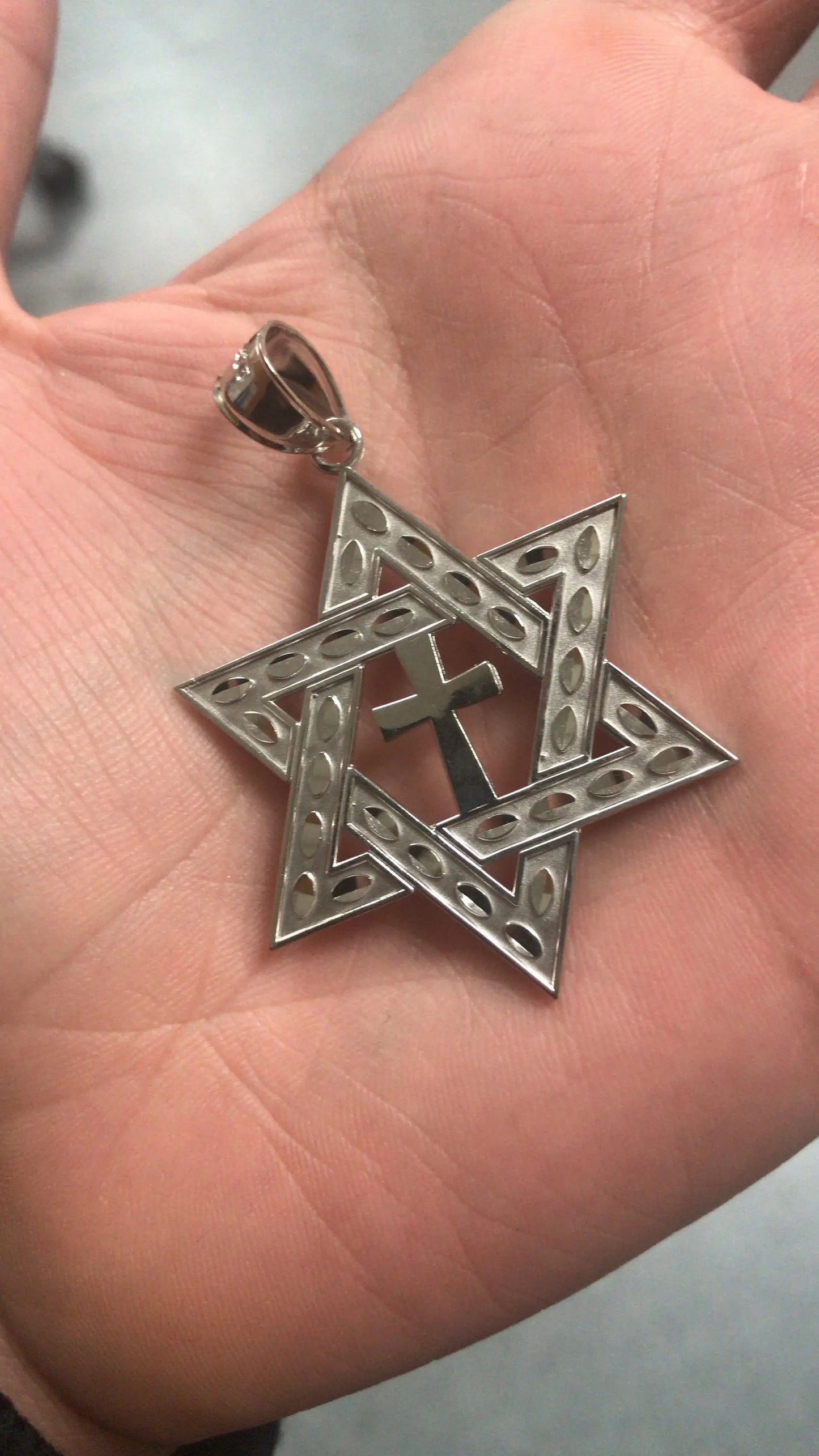 Gold Judaic Christian Star of David Cross Pendant (14K, 10K, yellow, white, rose gold) Karma Blingz