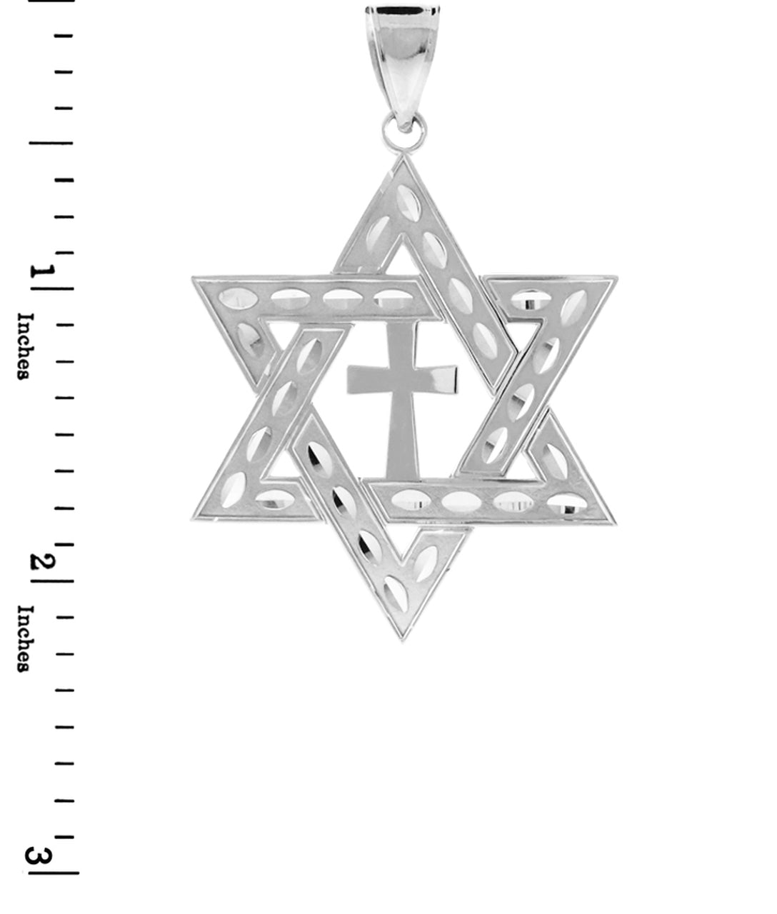 Sterling Silver Judaic Christian Star of David Cross Pendant Karma Blingz
