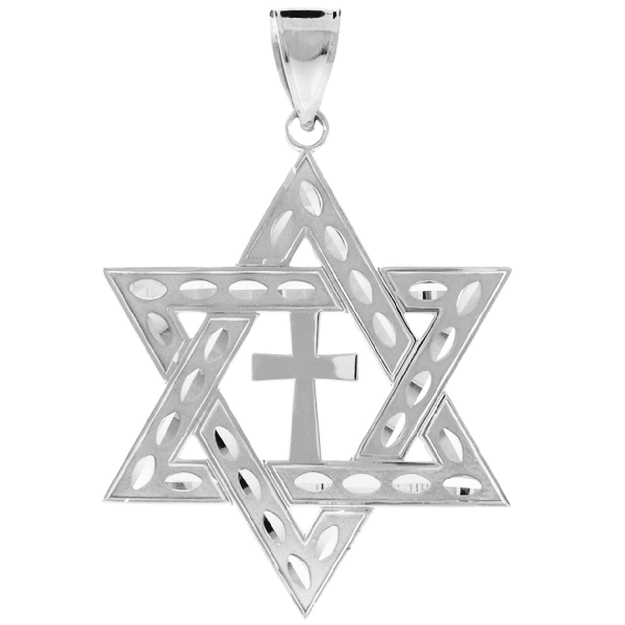 Sterling Silver Judaic Christian Star of David Cross Pendant Karma Blingz