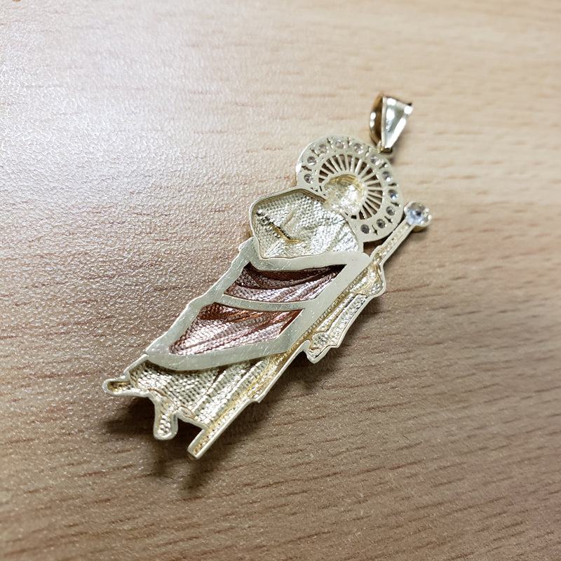 Yellow Gold Saint Jude CZ Charm Pendant (Small/Medium/Large,10K, 14K) Karma Blingz