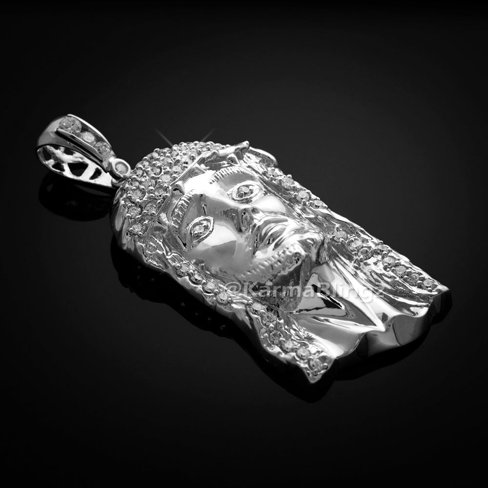 Iced Gold Jesus Face Mens CZ Pendant (yellow, white gold, 10k, 14k) Karma Blingz