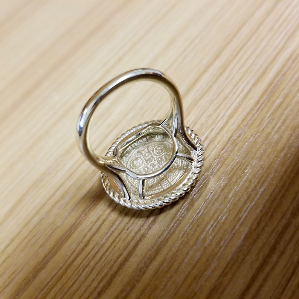 Yellow Gold Saint Benedict Womens Statement Ring Karma Blingz