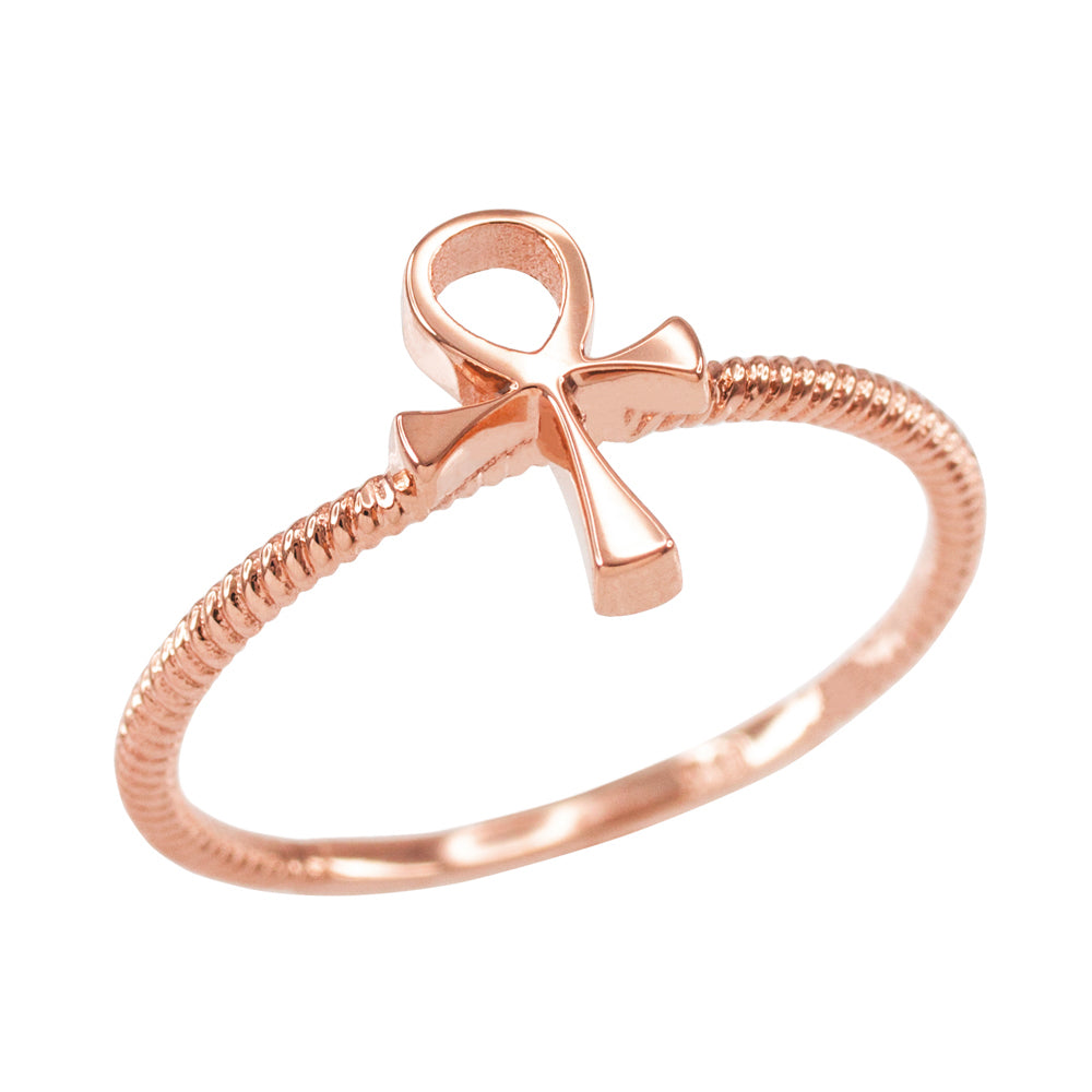 Dainty Gold Egyptian Ankh Womens Ring Karma Blingz