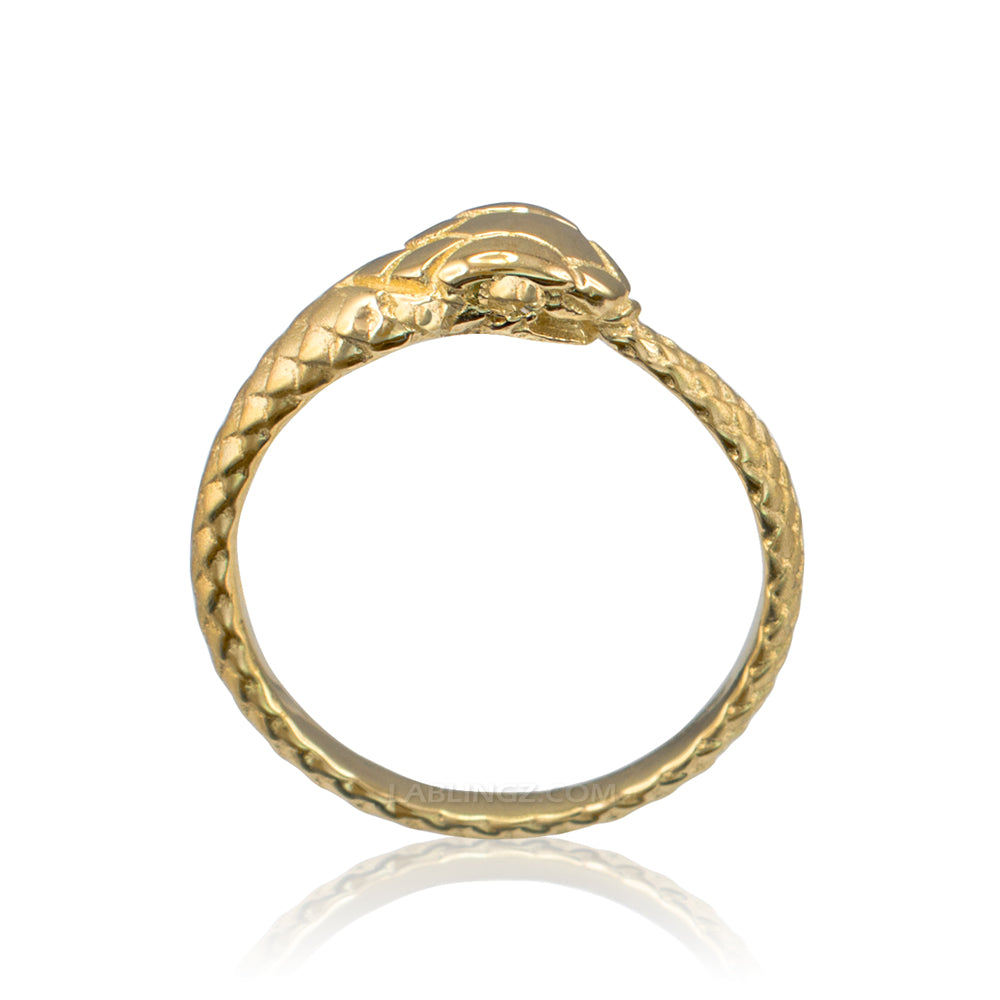 Solid Gold Tail Biting Ouroboros Snake Ring Karma Blingz