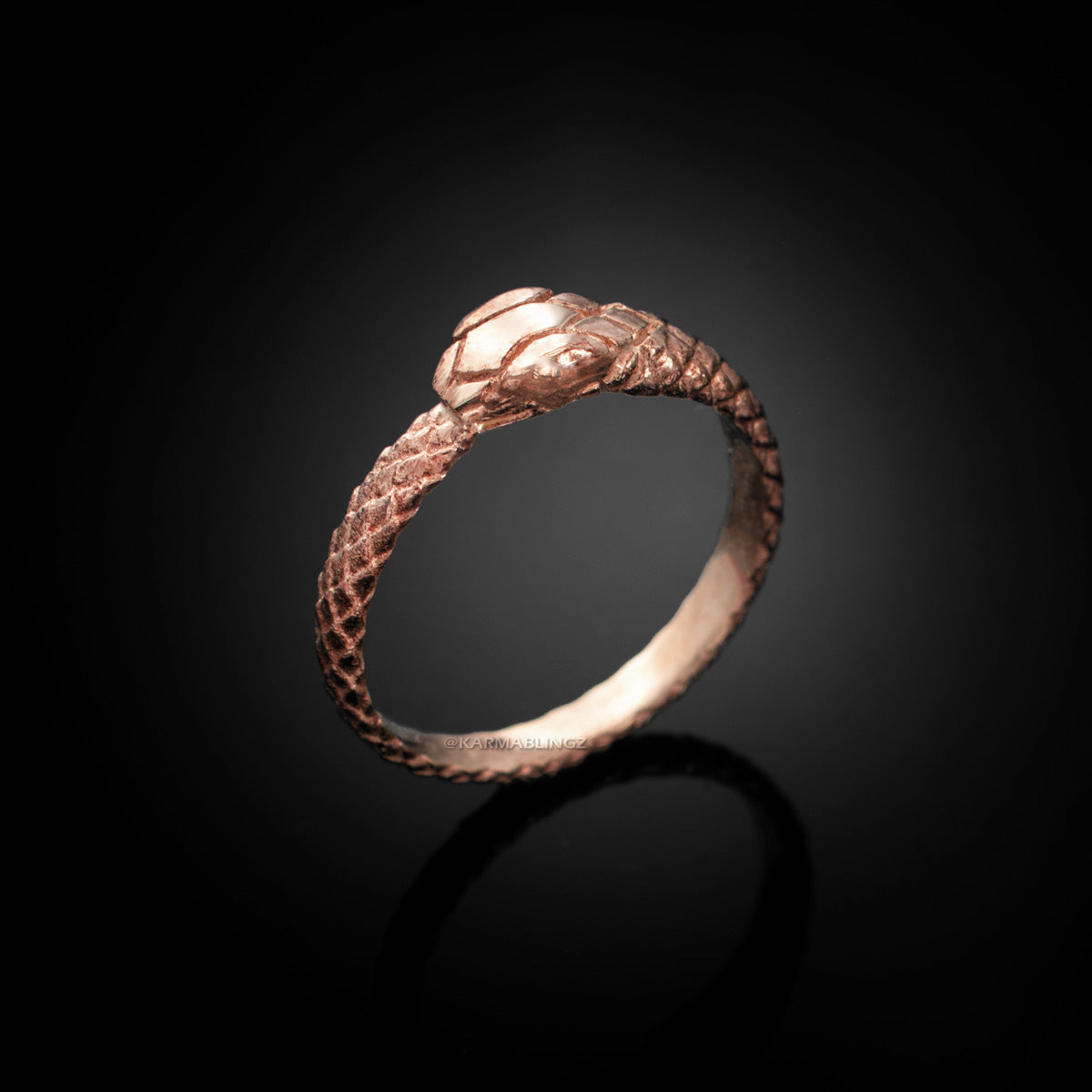 Solid Gold Tail Biting Ouroboros Snake Ring Karma Blingz