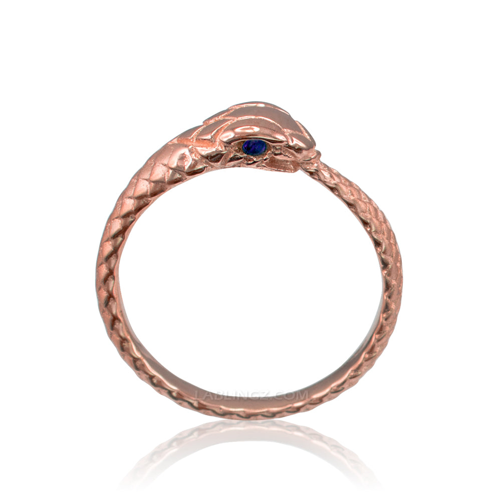 Gold Ouroboros Snake Blue Sapphire Ring Karma Blingz