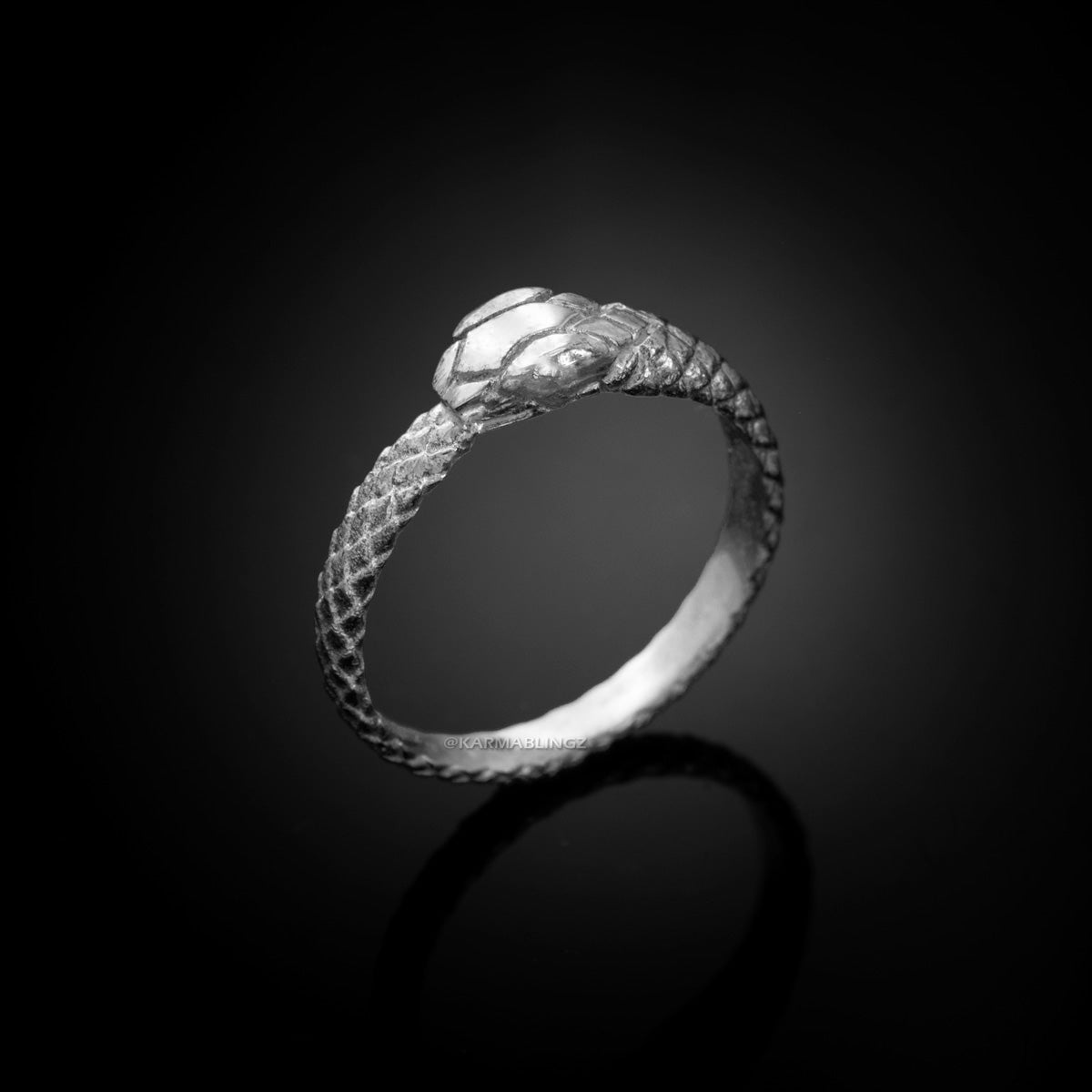 Solid Gold Tail Biting Ouroboros Snake Ring Karma Blingz
