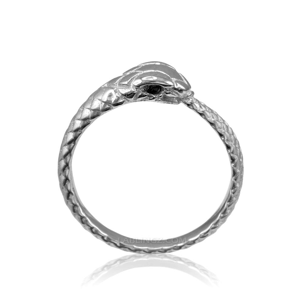 Gold Ouroboros Snake Black Diamond Ring Karma Blingz