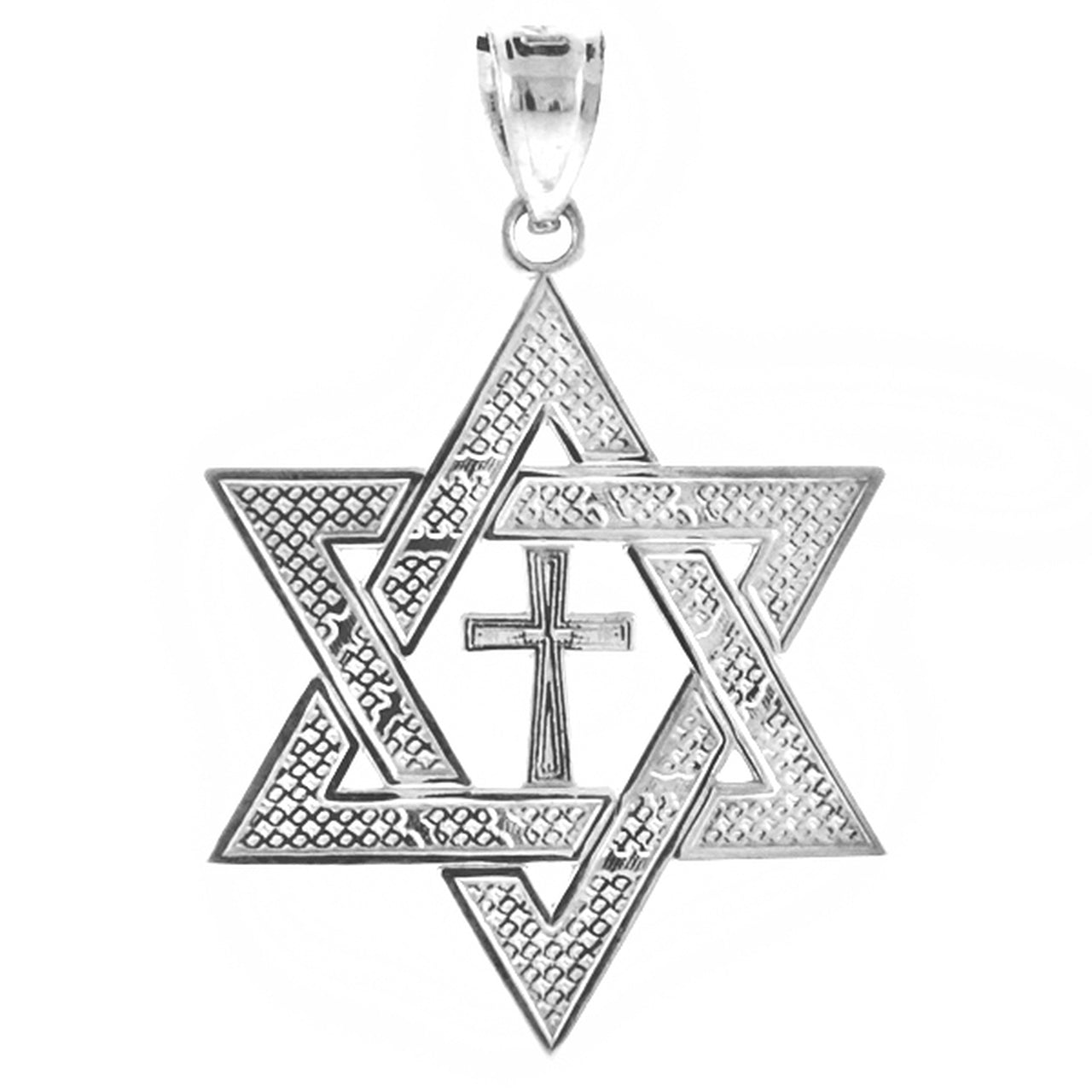Sterling Silver Judaic Christian Star of David Cross Pendant Karma Blingz