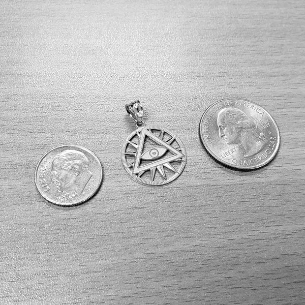 Sterling Silver All-Seeing-Eye of Providence Illuminati Pyramid Charm Necklace Karma Blingz