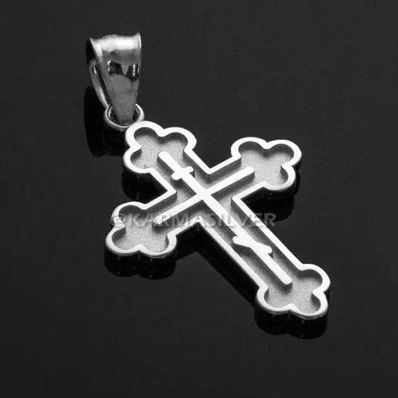 Sterling Silver Russian Orthodox Cross Pendant Necklace Karma Blingz