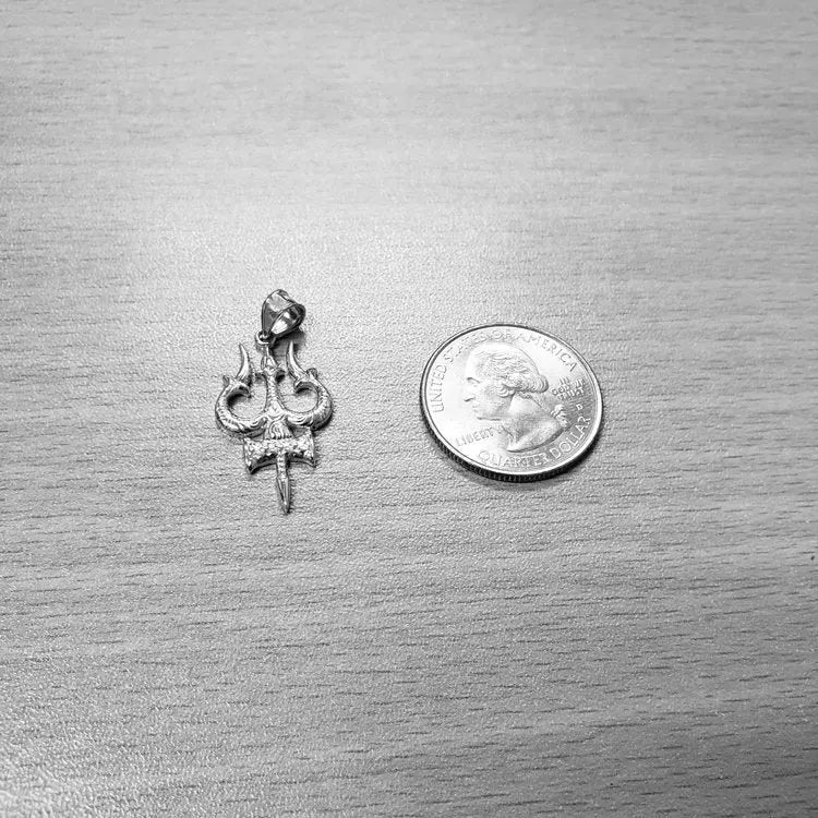 Sterling Silver Trident of Lord Shiva Trishula Pendant Necklace Karma Blingz