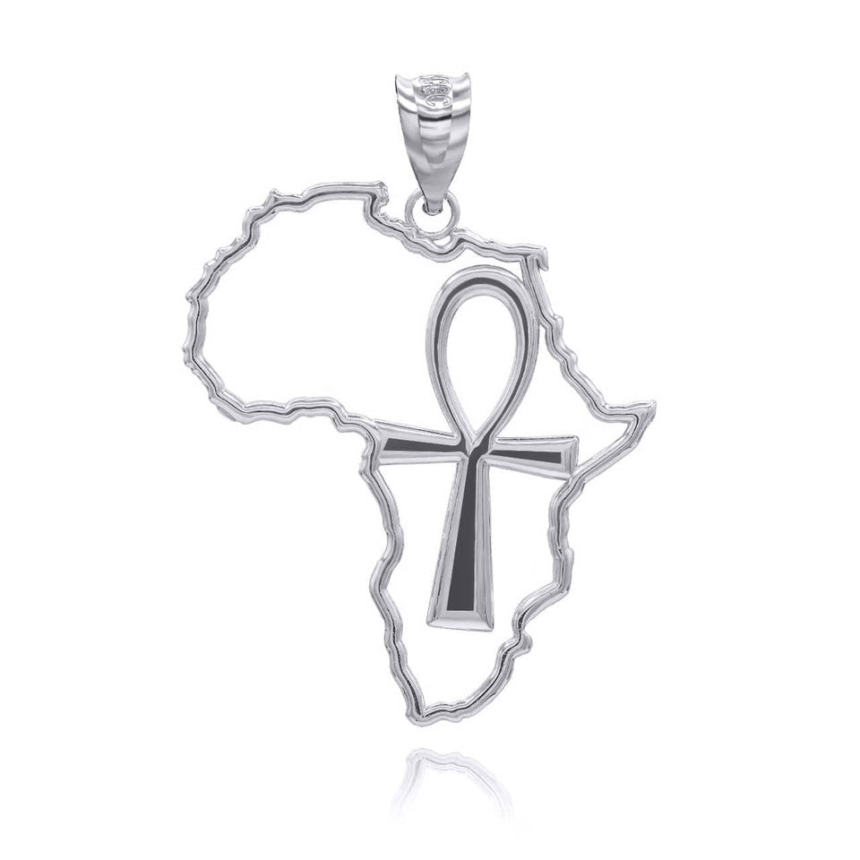 Polished Gold Africa Map Egyptian Ankh Openwork Pendant Necklace Karma Blingz