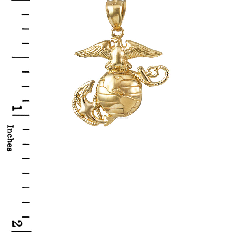 Gold Marine Corps Womens USMC Charm Necklace (14K, 10K, yellow, white, rose gold) Karma Blingz