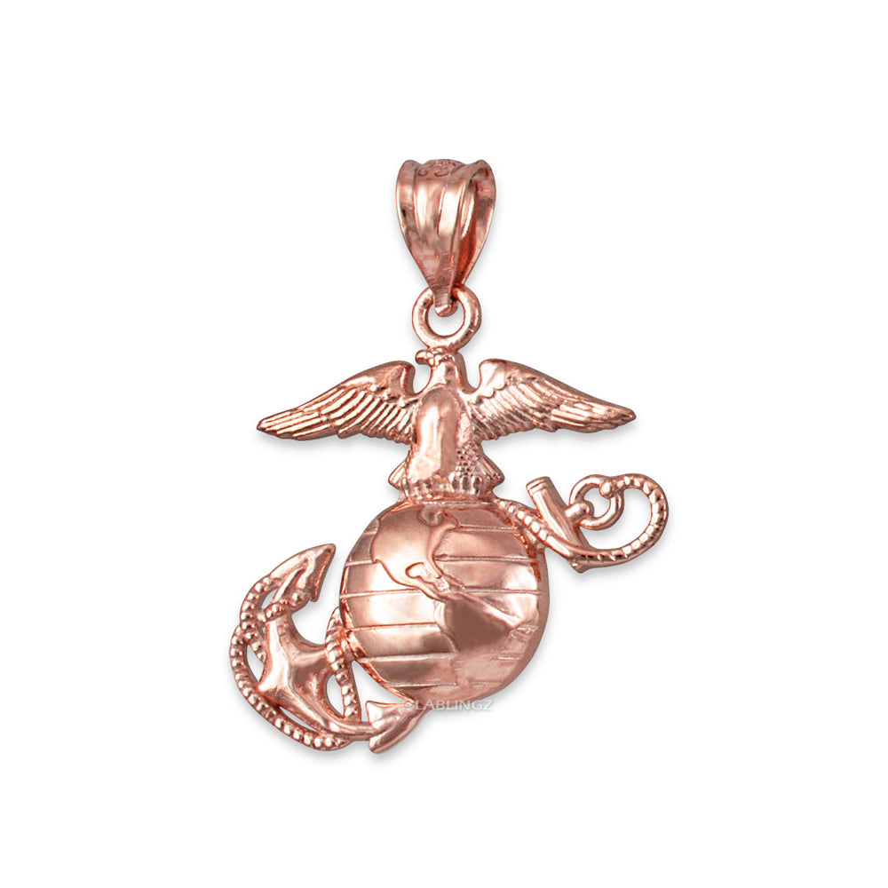 Gold Marine Corps Womens USMC Charm Necklace (14K, 10K, yellow, white, rose gold) Karma Blingz