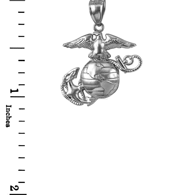 Sterling Silver US Marine Corps Womens USMC Charm Necklace Karma Blingz