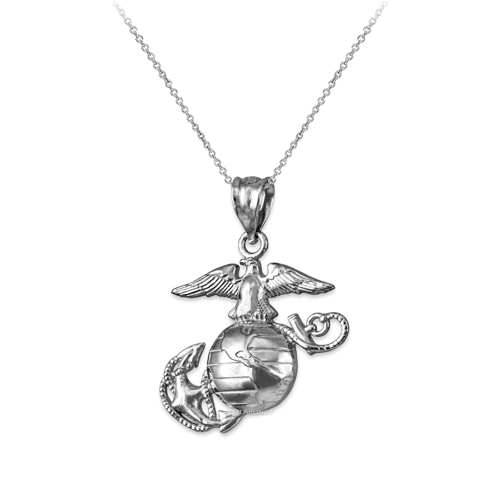 Sterling Silver US Marine Corps Womens USMC Charm Necklace Karma Blingz
