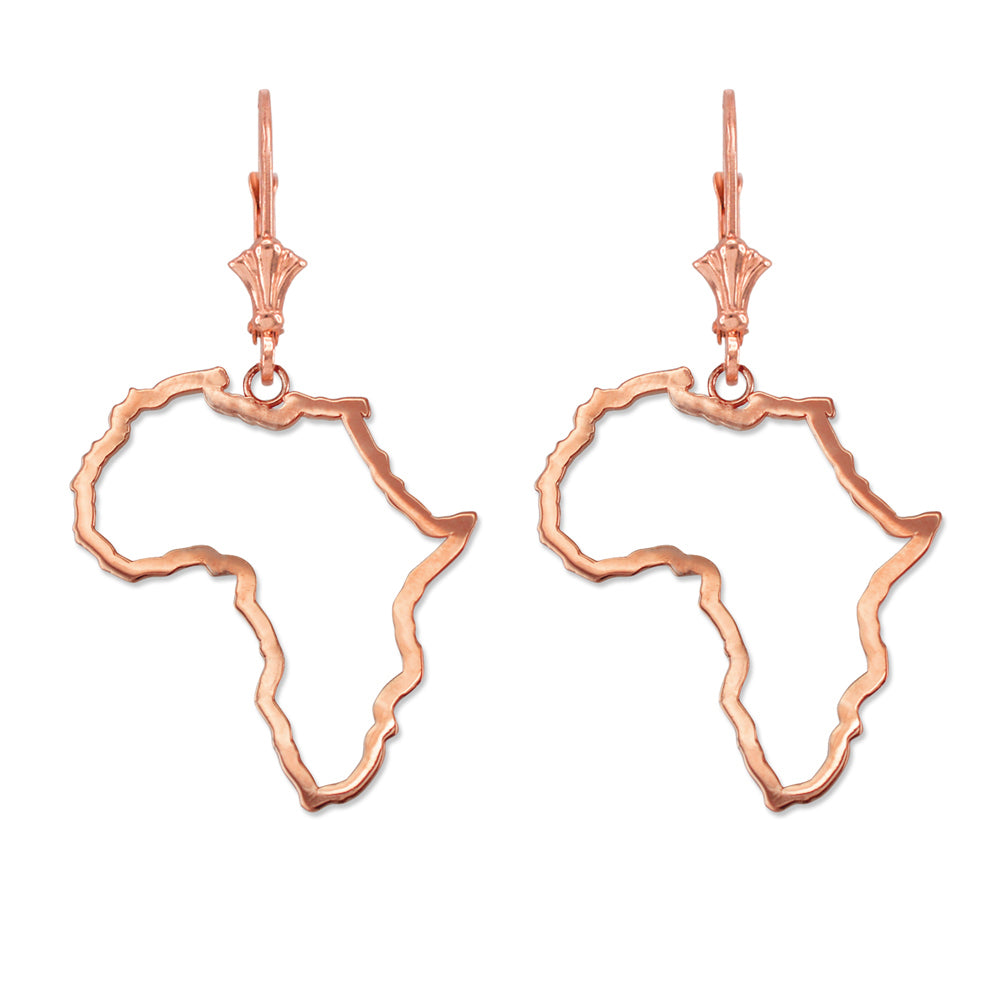 14K Gold Africa Map Open Design Earrings (yellow, white, rose gold) Karma Blingz