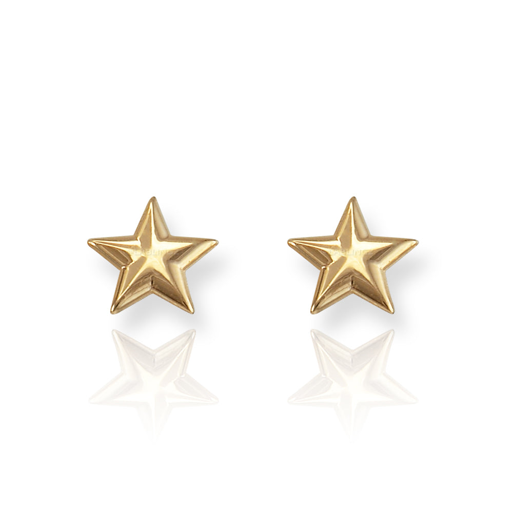 Polished Gold Star Stud Earrings Karma Blingz
