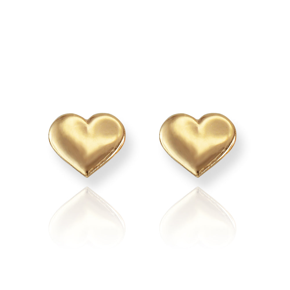Polished Gold Heart Stud Earrings Karma Blingz