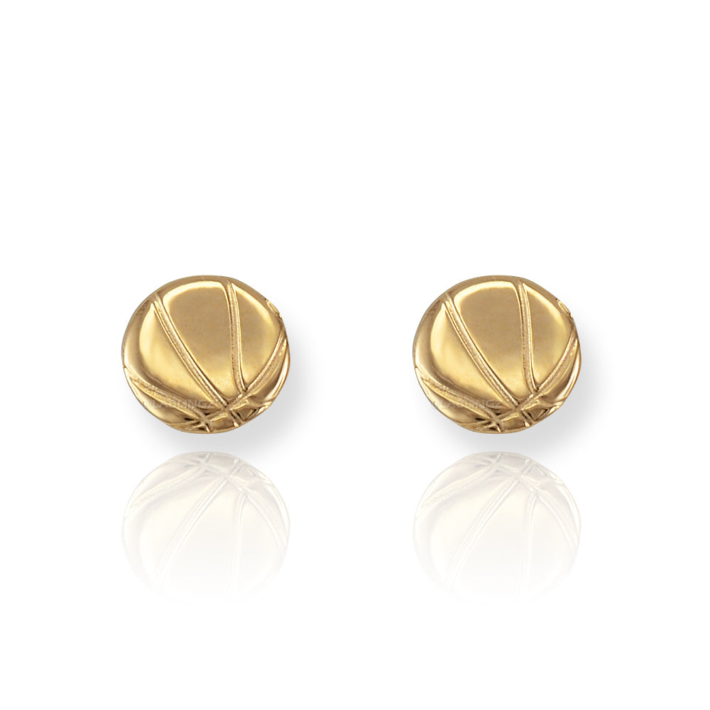 Polished Gold Basketball Stud Earrings Karma Blingz