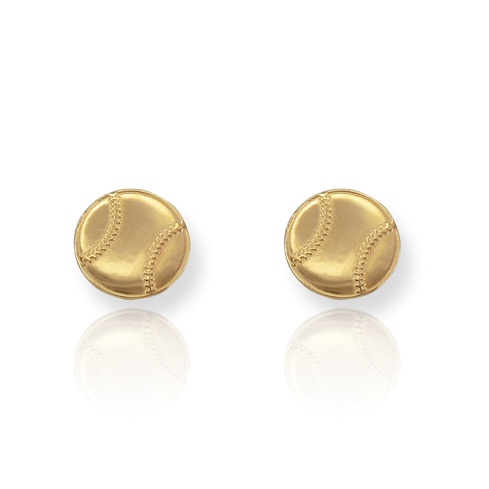 Polished Gold Baseball Stud Earrings Karma Blingz