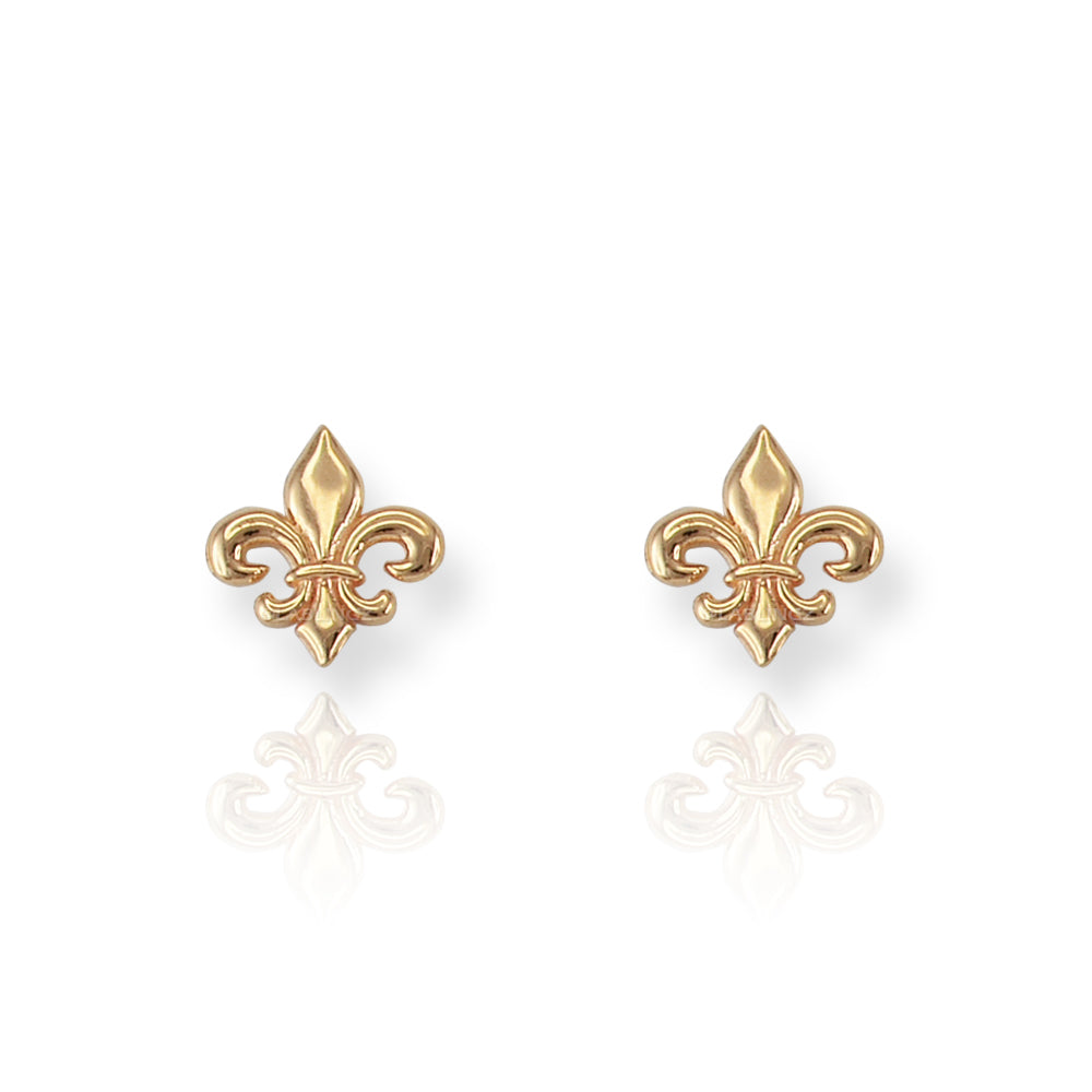 Fleur De Lis Gold Stud Earrings Karma Blingz