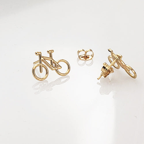 Gold Bicycle Bike Stud Earrings Karma Blingz