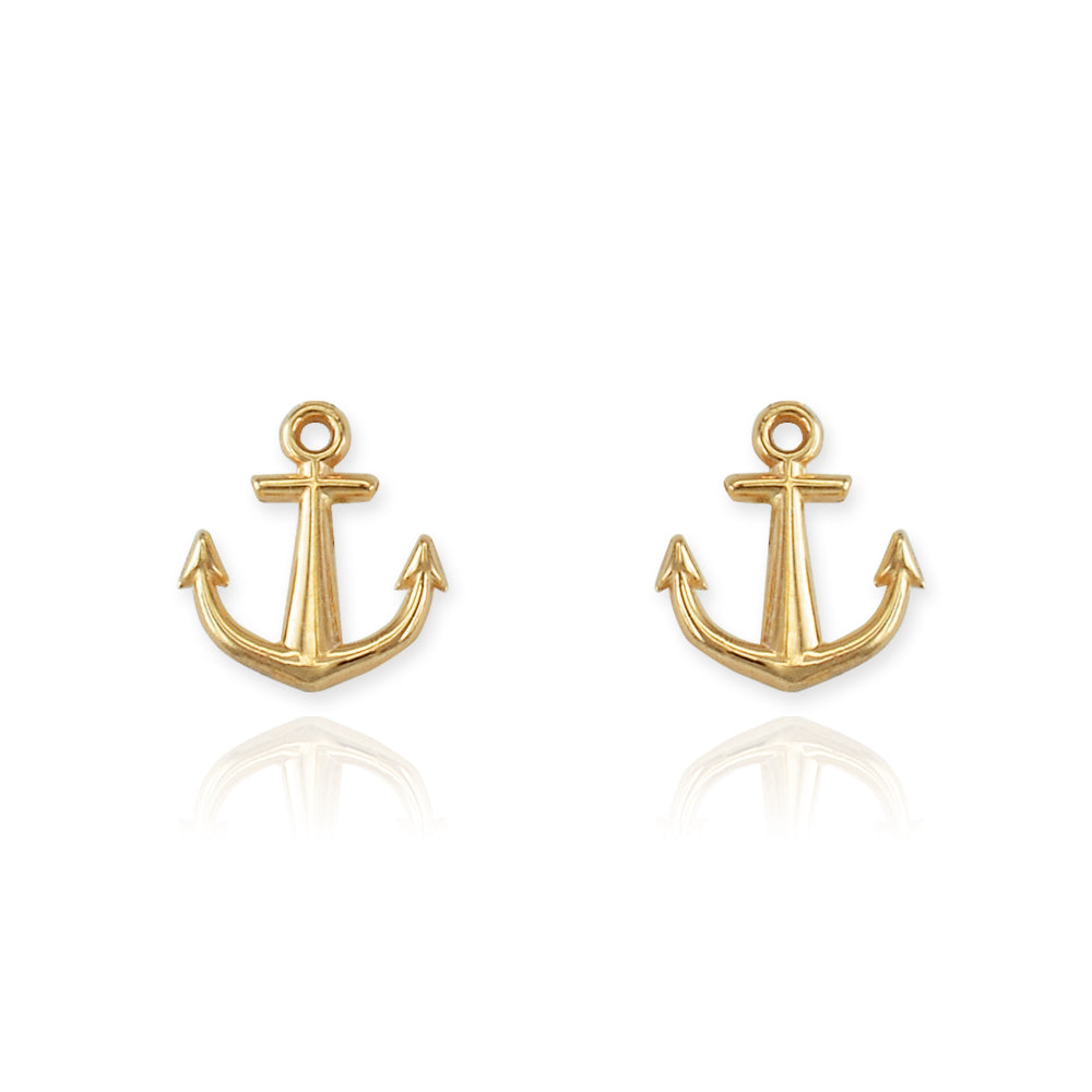 Polished Gold Tiny Anchor Stud Earrings Karma Blingz