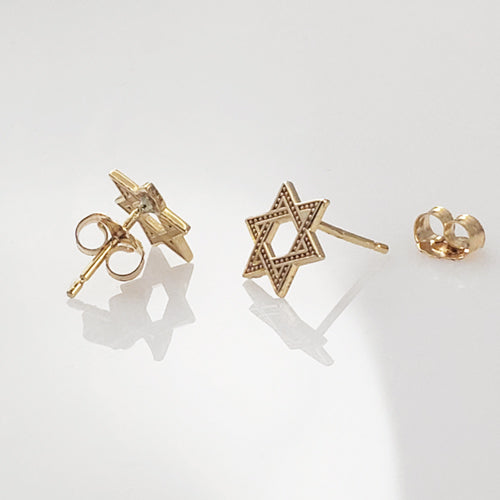 Star of David Jewish Gold Stud Earrings Karma Blingz