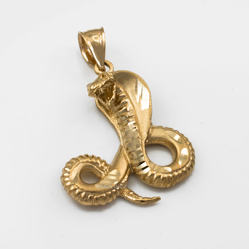 Gold Cobra Snake Satin DC Pendant (10K, 14K, yellow, white, rose gold) Karma Blingz
