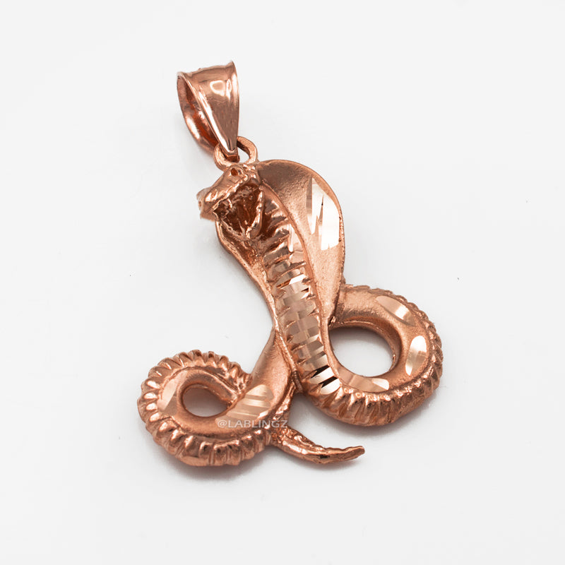 Gold Cobra Snake Satin DC Pendant (10K, 14K, yellow, white, rose gold) Karma Blingz