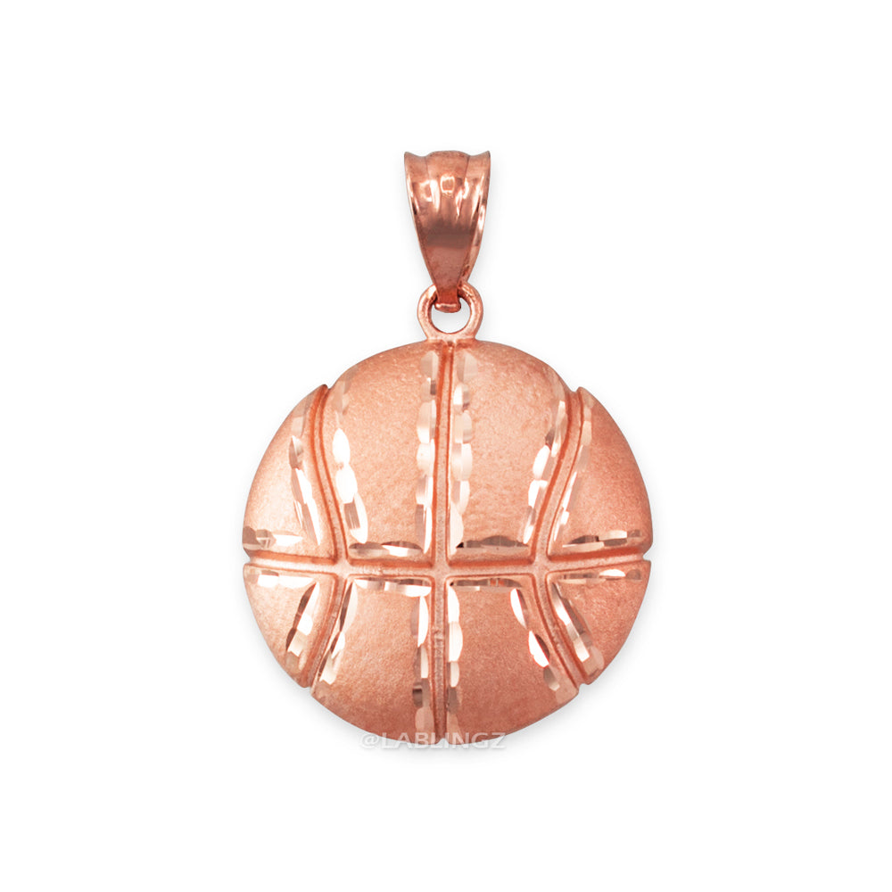 Gold Basketball Satin DC Pendant Necklace (10K, 14K, yellow, white, rose gold) Karma Blingz