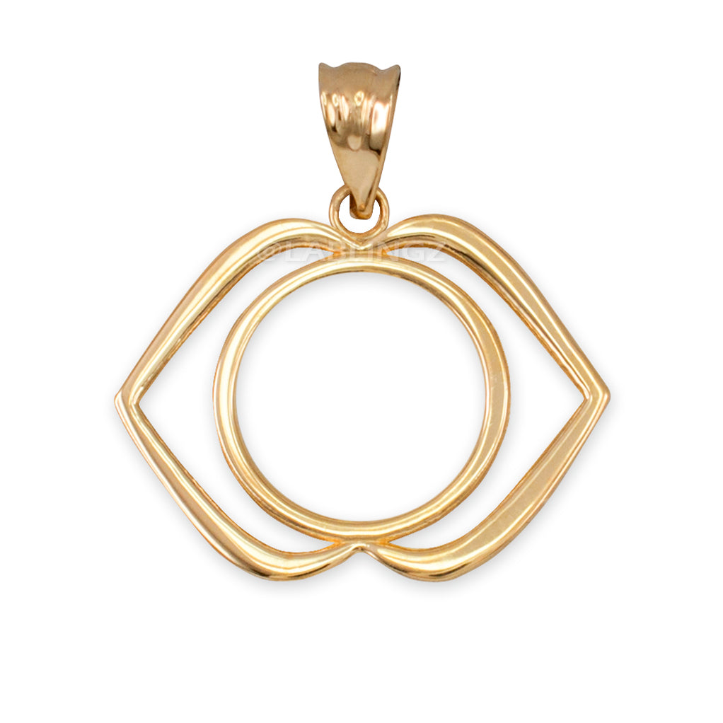 Gold Ajna Chakra (3rd eye) Pendant Necklace (yellow, white, rose gold, 10k, 14k) Karma Blingz