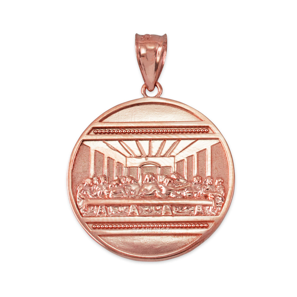 Gold Last Supper Medallion Pendant Necklace (10K, 14K, yellow, white, rose gold) Karma Blingz