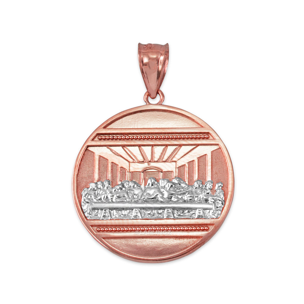 Gold Last Supper Medallion Pendant Necklace (10K, 14K, yellow, white, rose gold) Karma Blingz
