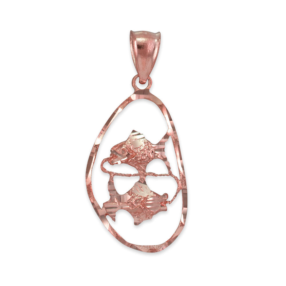 Gold Pisces Zodiac Sign DC Pendant Necklace (yellow, white, rose gold, 10K, 14K) Karma Blingz